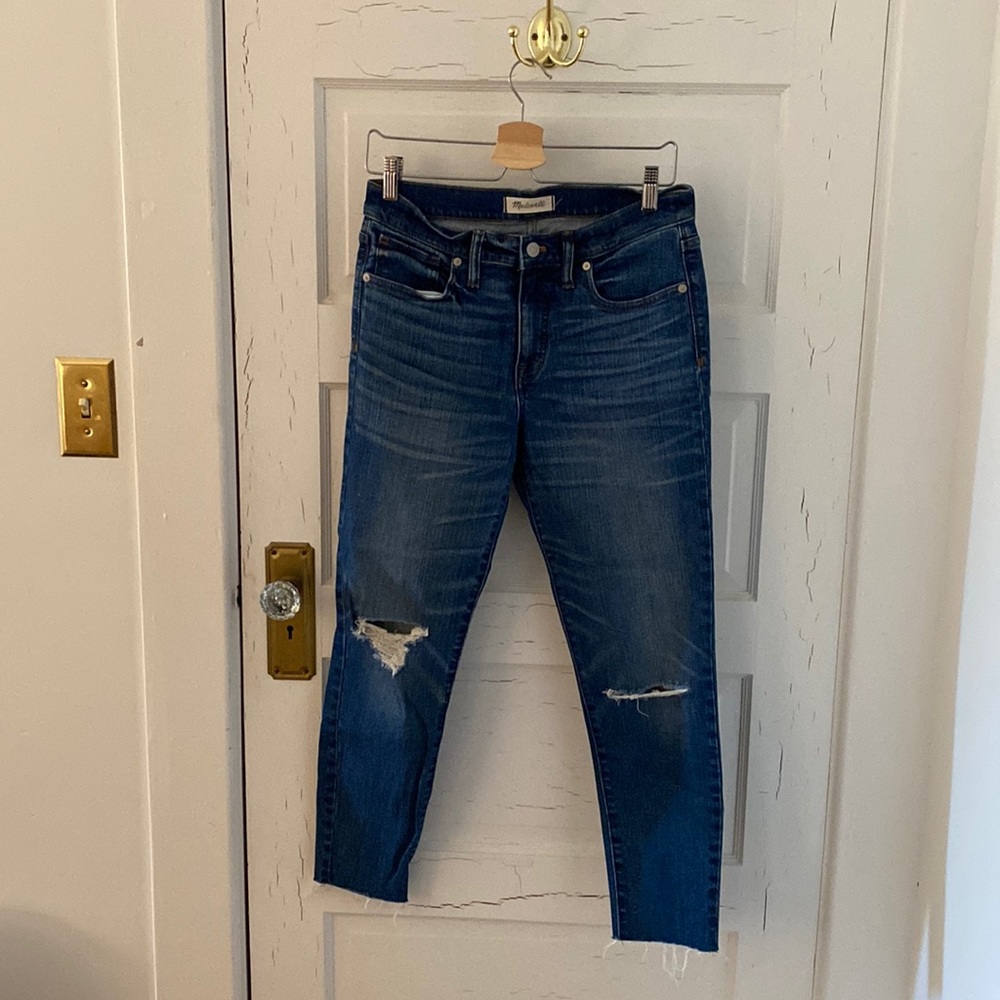 madewell 9 inch high riser skinny crop, fatigued